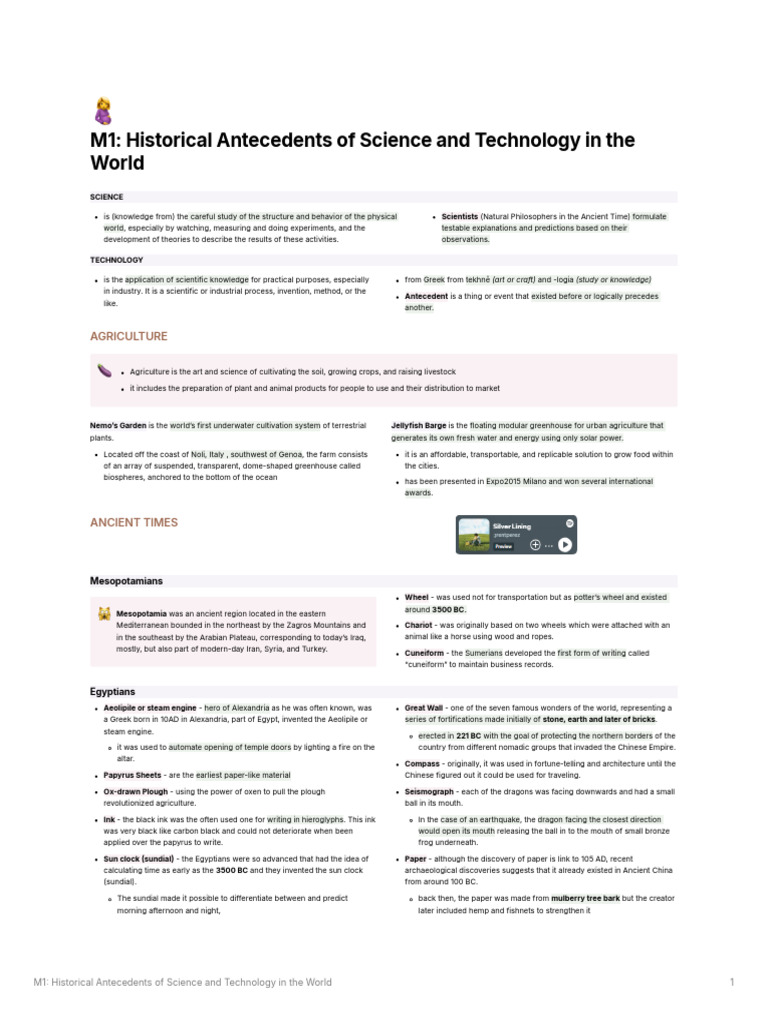 M1: Historical Antecedents of Science and Technology in The World | PDF ...