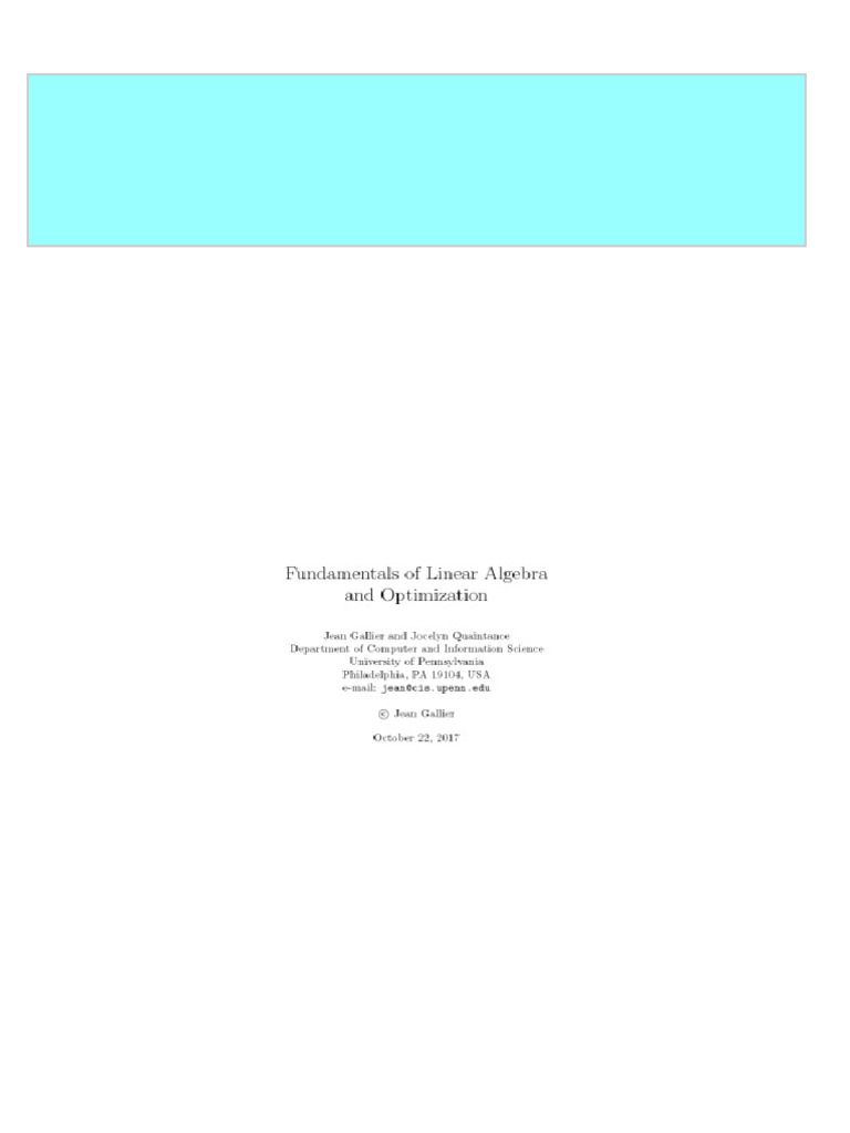 Fundamentals of Linear Algebra and Optimization Jean Gallier and ...