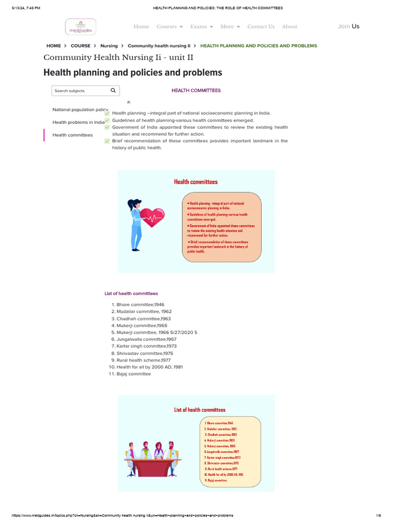 Health Planning And Policies The Role Of Health Committees Pdf