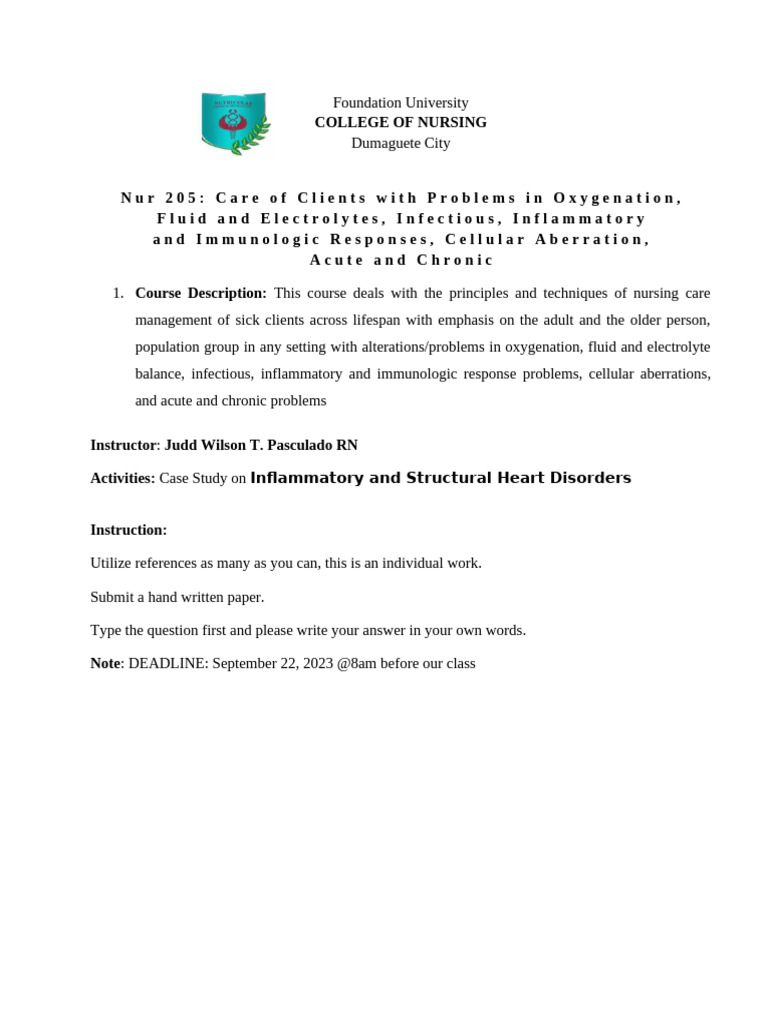 Nursing Care for Heart Disorders | PDF