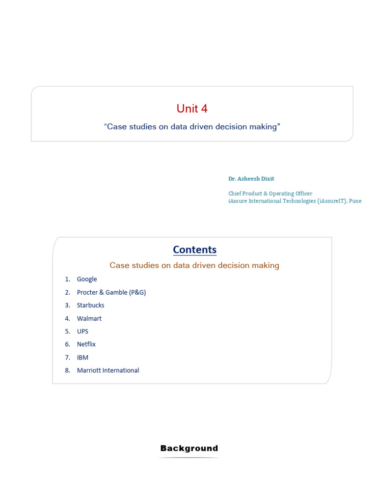 Case Studies On Data Driven Decision Making Pdf Analytics Retail