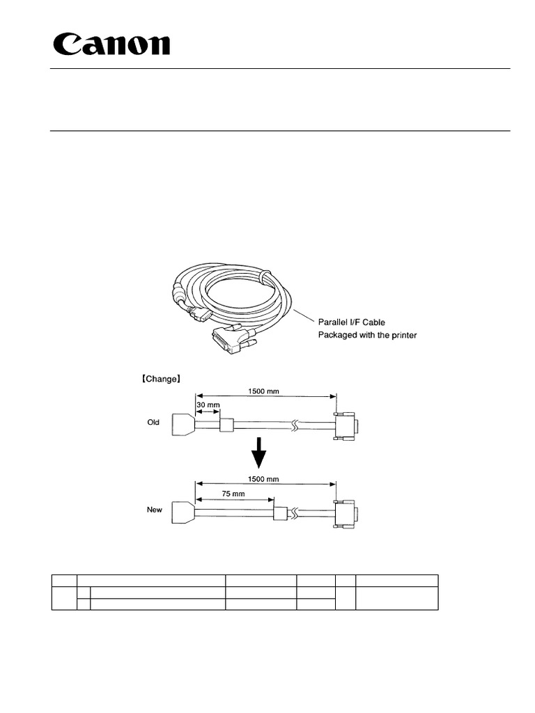 Canon BJC-50 I/F Cable Change Bulletin | PDF