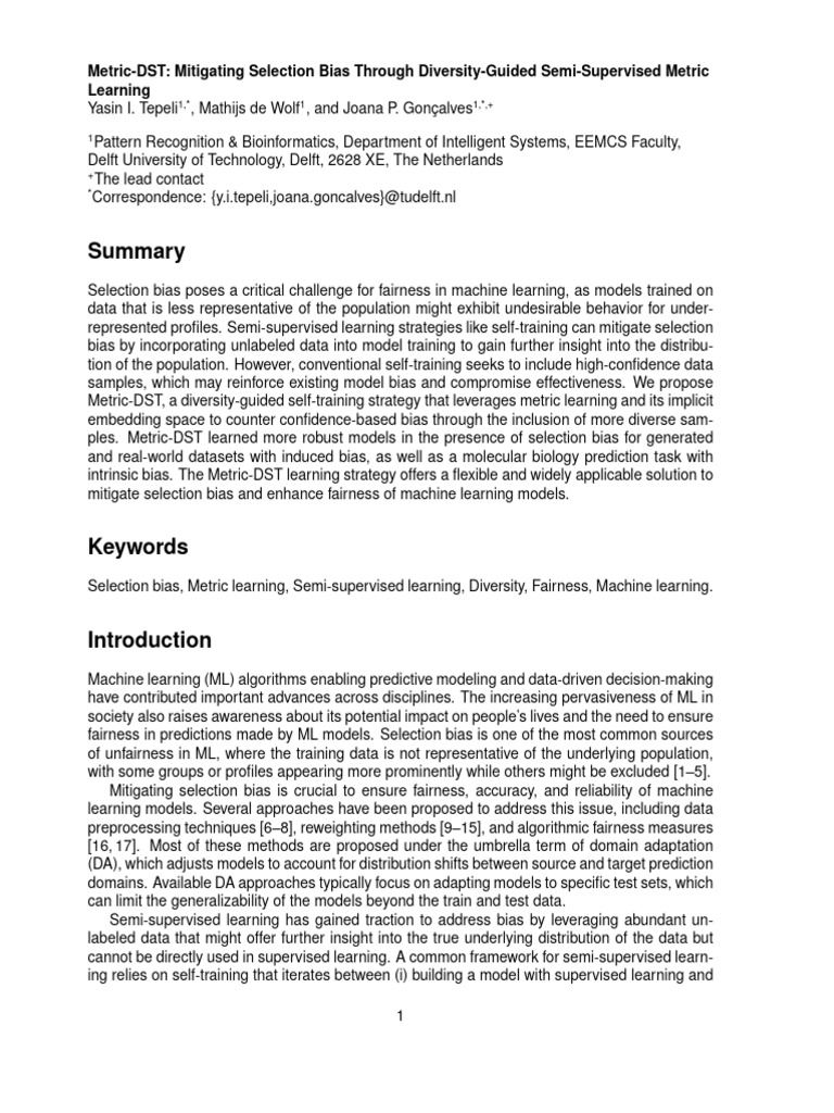Mitigating Selection Bias Through Diversity-Guided Semi-Supervised ...
