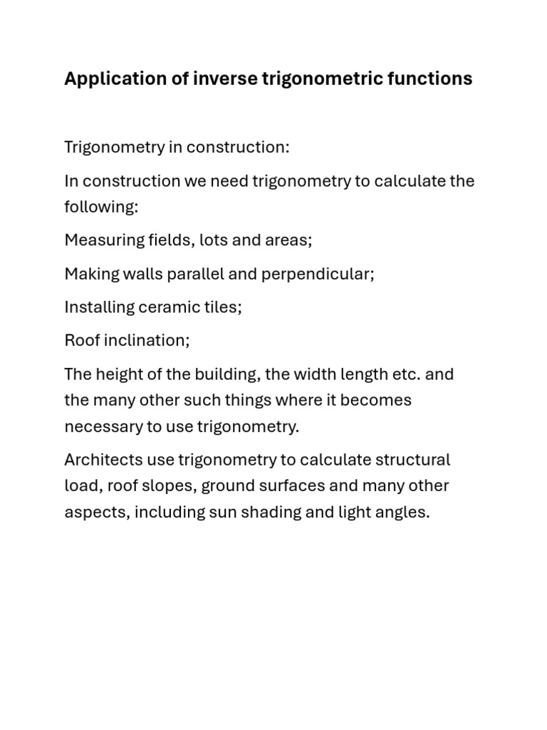 Application of Inverse Trigonometric Functions | PDF