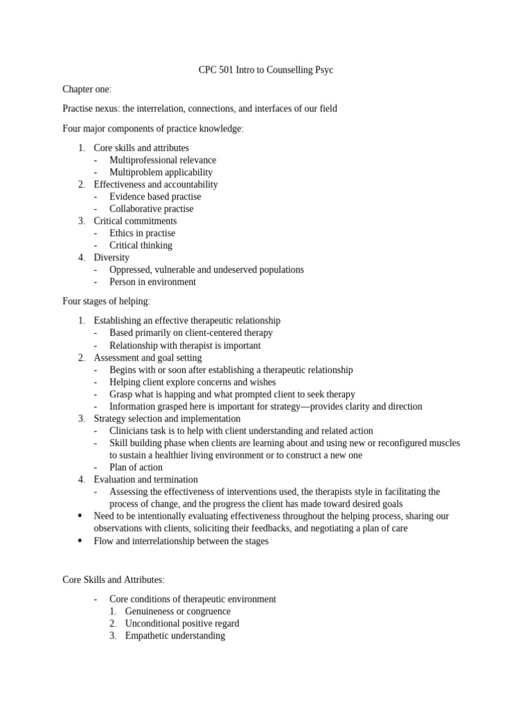 Intro to Counselling Psychology Concepts | PDF | Psychotherapy ...