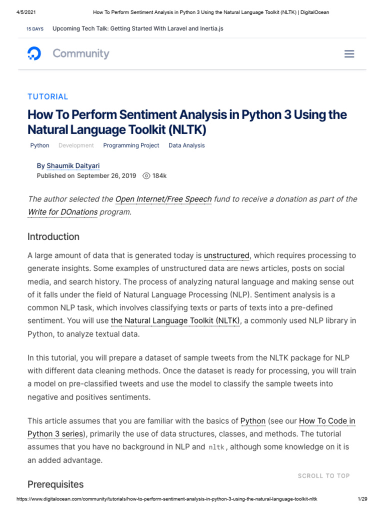 How To Perform Sentiment Analysis in Python 3 Using The Natural ...