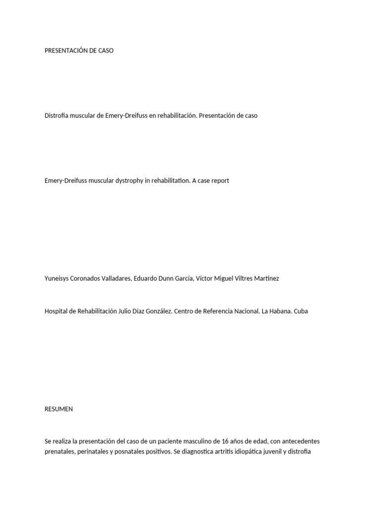 Rehabilitación en Distrofia Emery-Dreifuss | PDF | Rodilla | Músculo