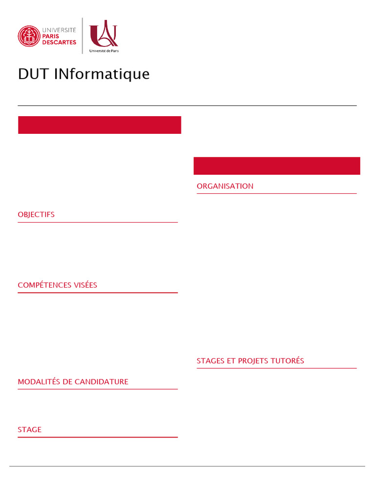 Formation DUT Informatique : Compétences clés | PDF | Informatique