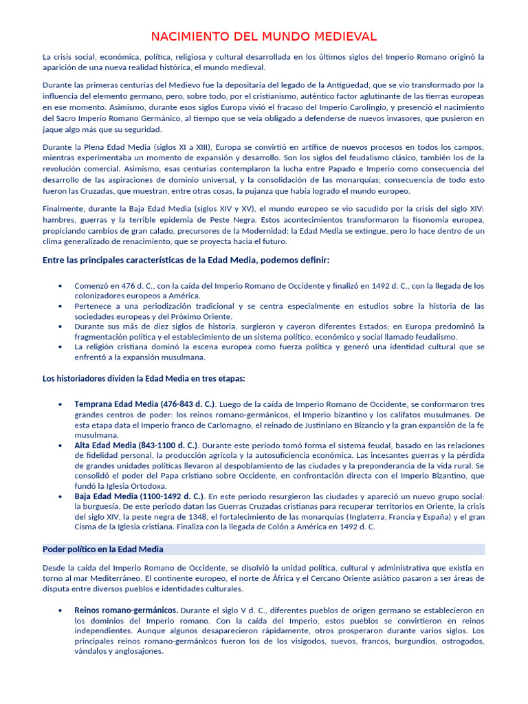 Orígenes y etapas de la Edad Media | PDF | imperio Bizantino | Edades ...