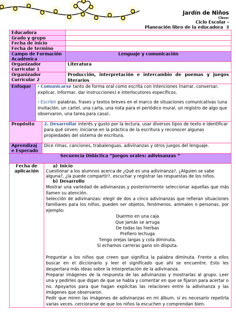 Juegos de Adivinanzas en Preescolar | PDF | Comunicación | Educación de ...