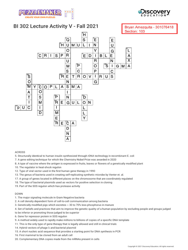 Crossword Puzzle | PDF