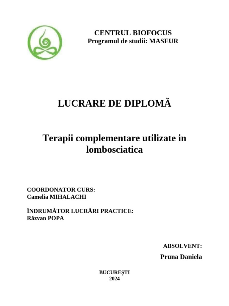 Terapii Complementare Utilizate in Lombosciatica | PDF