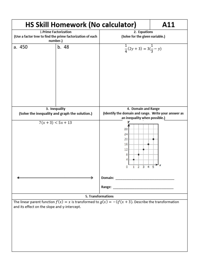 High School Math Homework Guide | PDF | Equations | Algebra