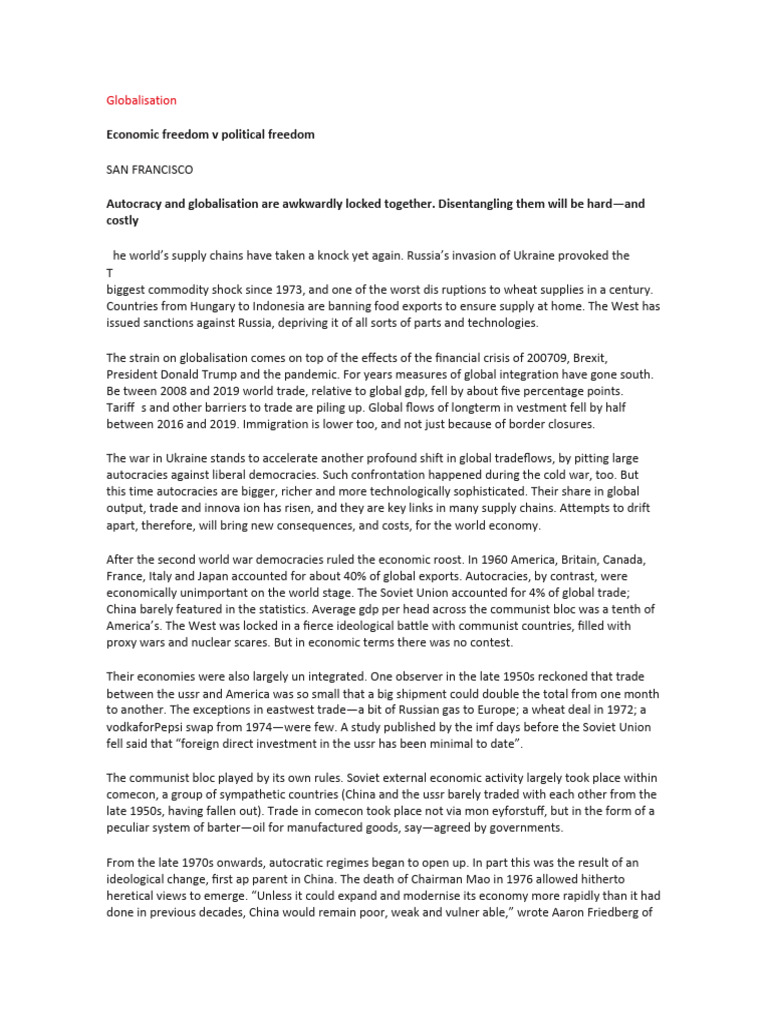 Globalisation Pdf World Politics Soviet Union