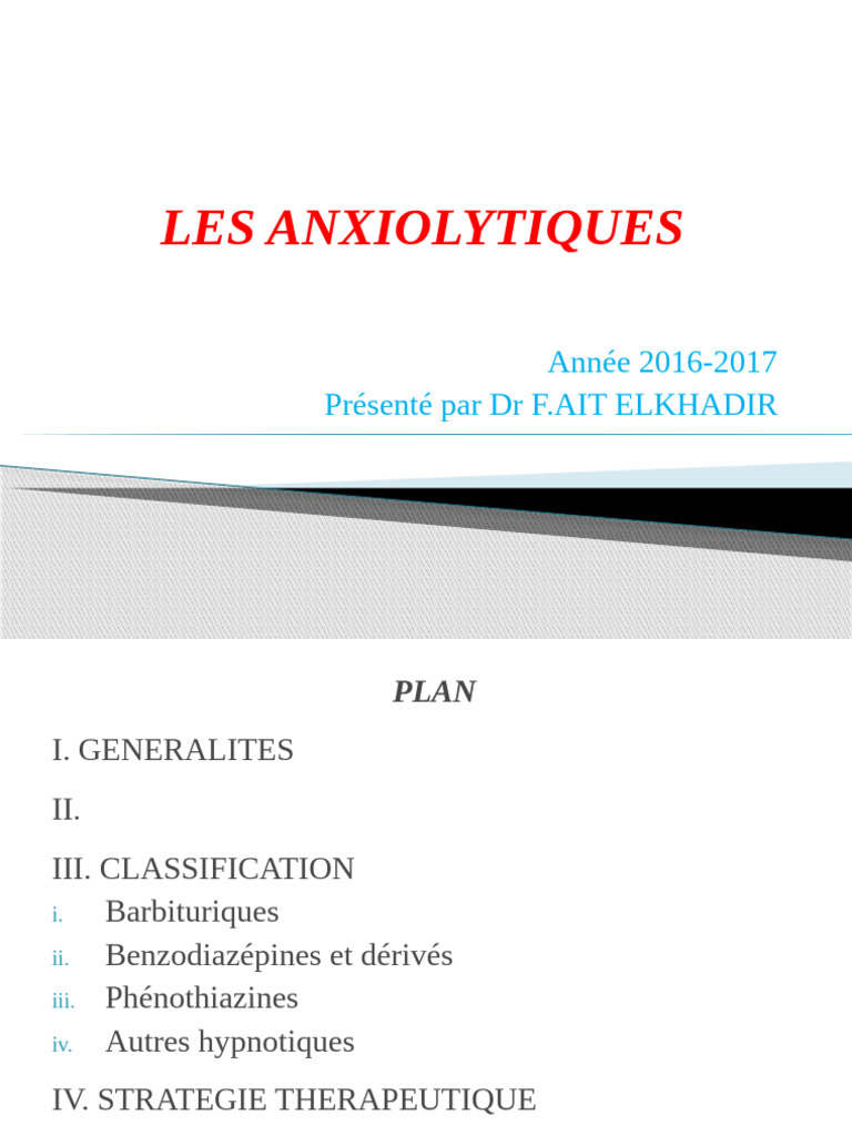 Anxiolytiques | PDF | Benzodiazépine | Anxiété