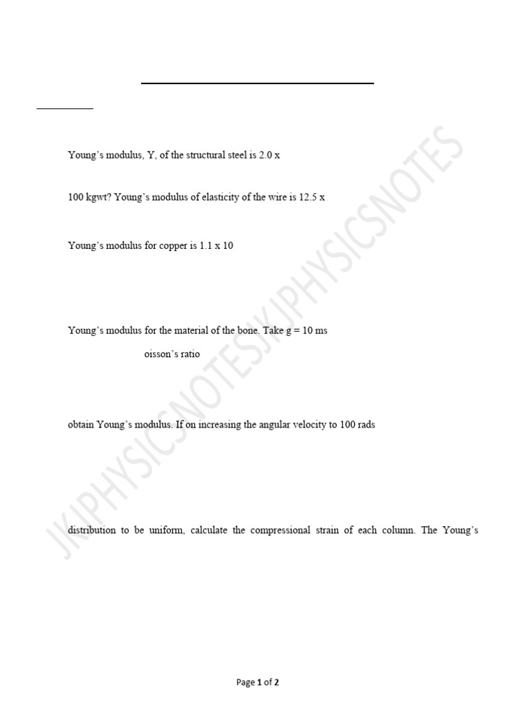 Ch-9 Mech Prop Solids - Worksheet | PDF | Young's Modulus | Stress ...