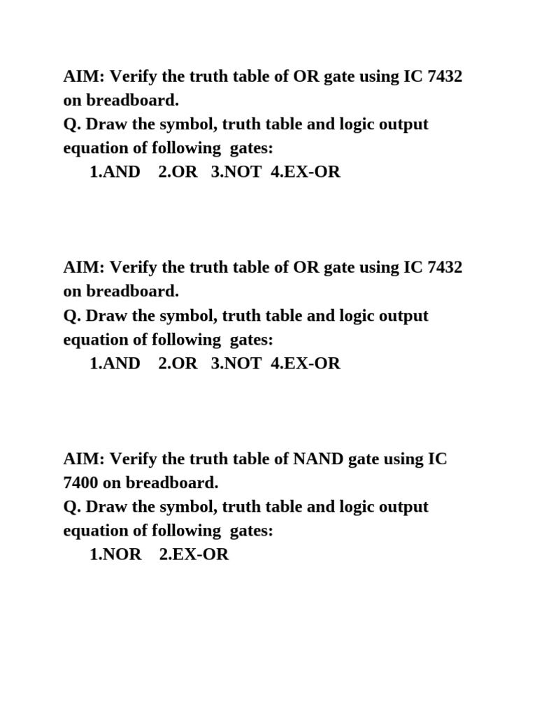 Logic Gate Verification and Design Guide | PDF | Logic Gate | Boolean ...