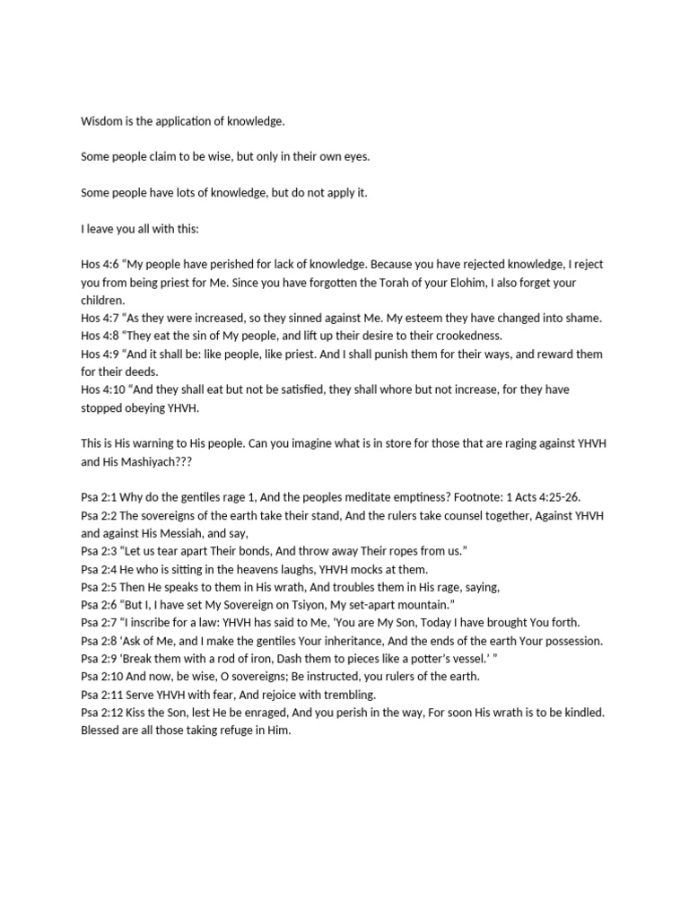 Wisdom Is The Application of Knowledge 11.04.12 | PDF