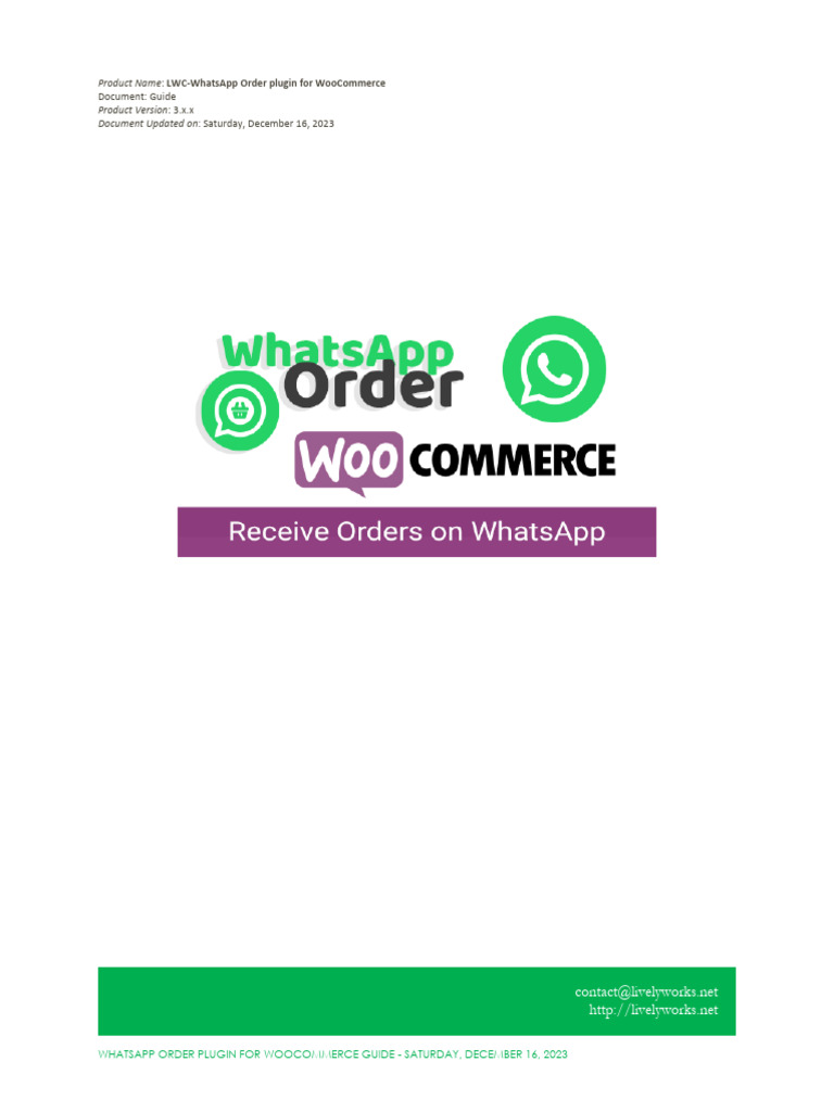 WhatsApp Order Plugin Guide for WooCommerce | PDF | Word Press | Computing