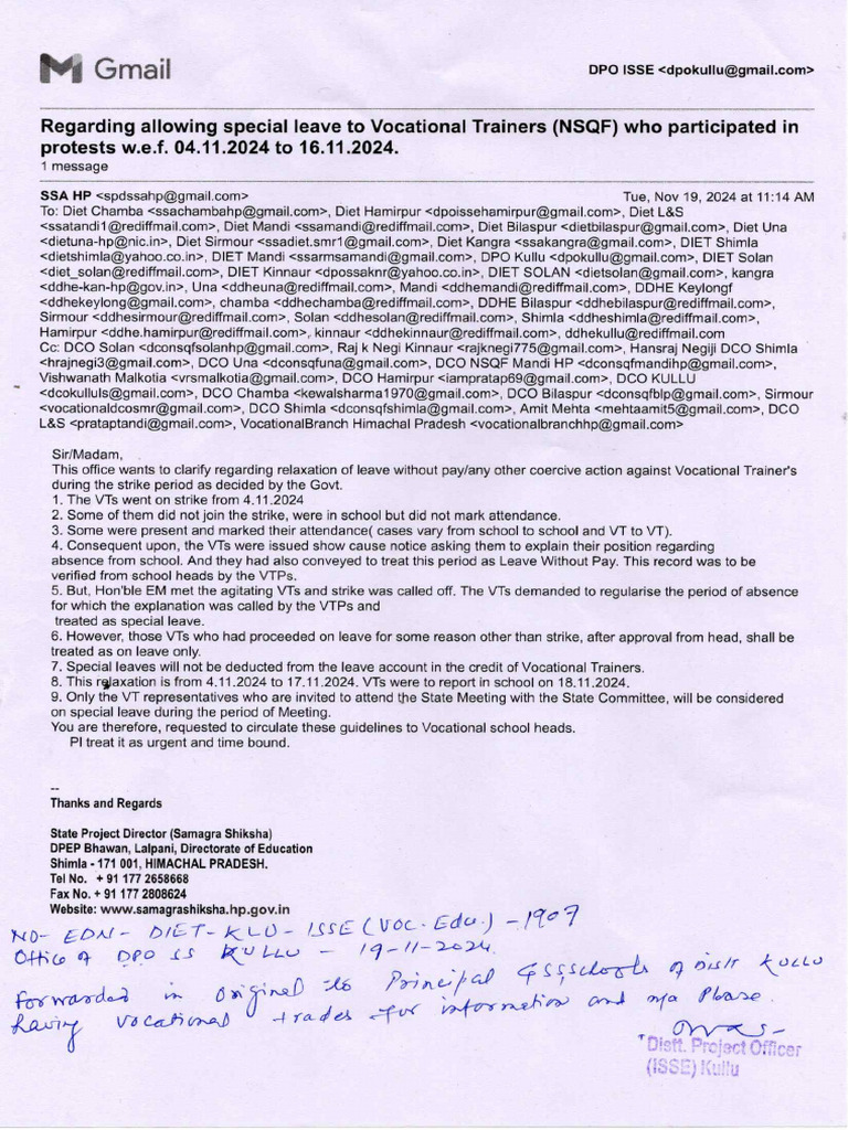 Special Leave For VT NSQF | PDF