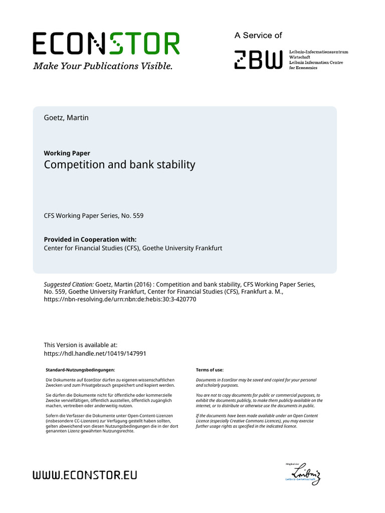 Competition's Impact on Bank Stability | PDF | Standard Score | Banks