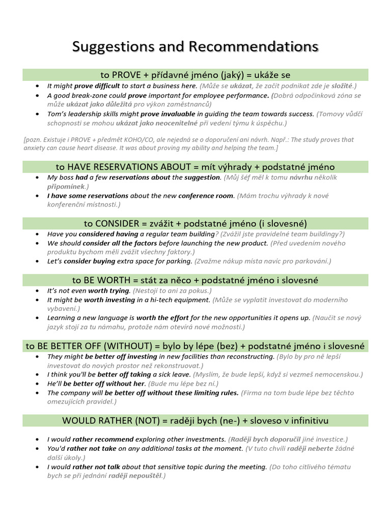 Suggestions and Recommendations | PDF