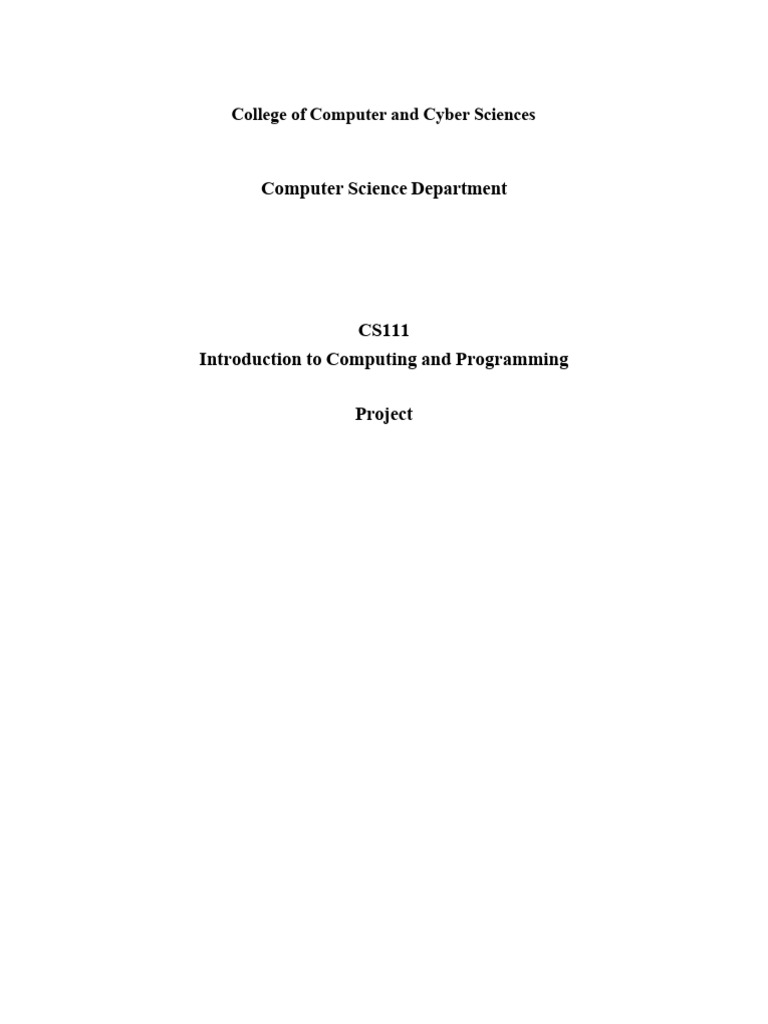CS111 Python Project Guidelines | PDF | Computer Programming | Algorithms