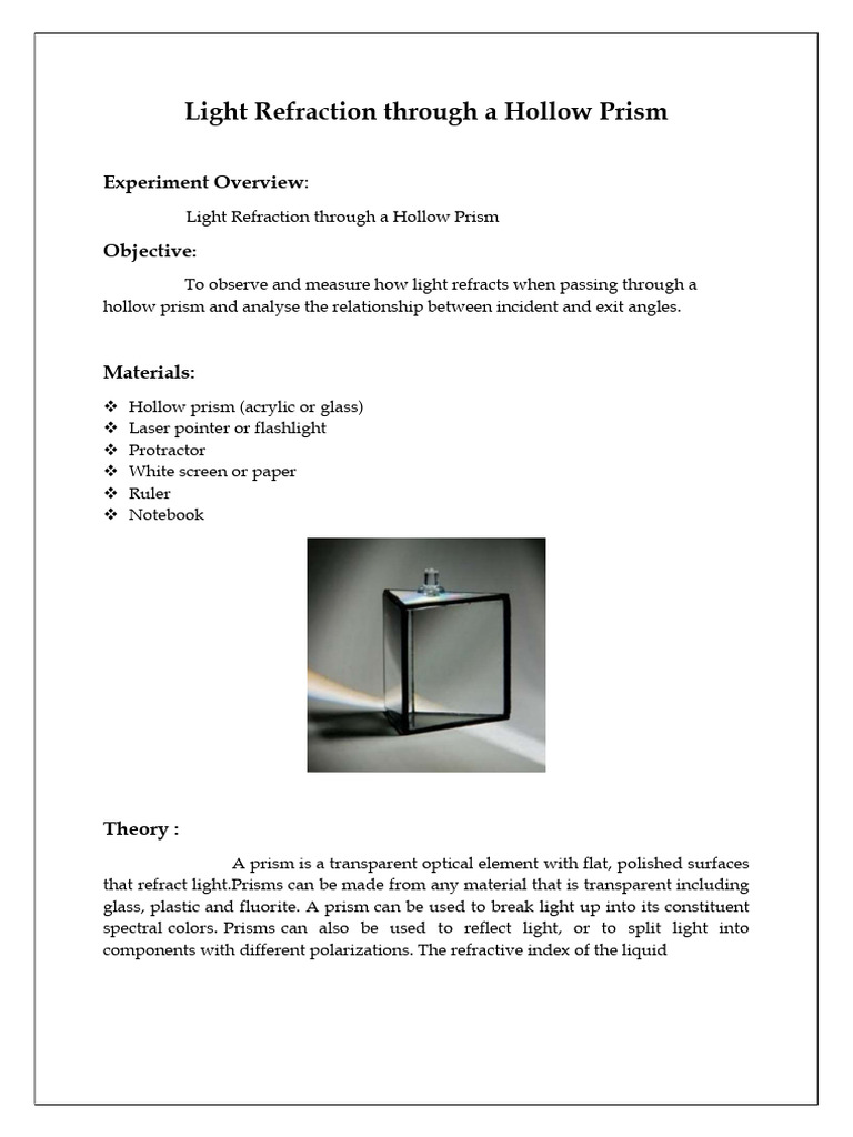Hollow Prisim PDF | PDF | Refractive Index | Refraction
