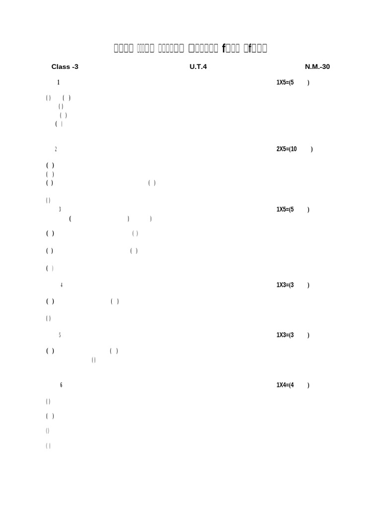 Nonu Bhai - Class 3 Hindi Paper | PDF