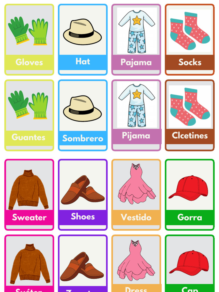 Lista de Ropa y Accesorios Bilingüe | PDF