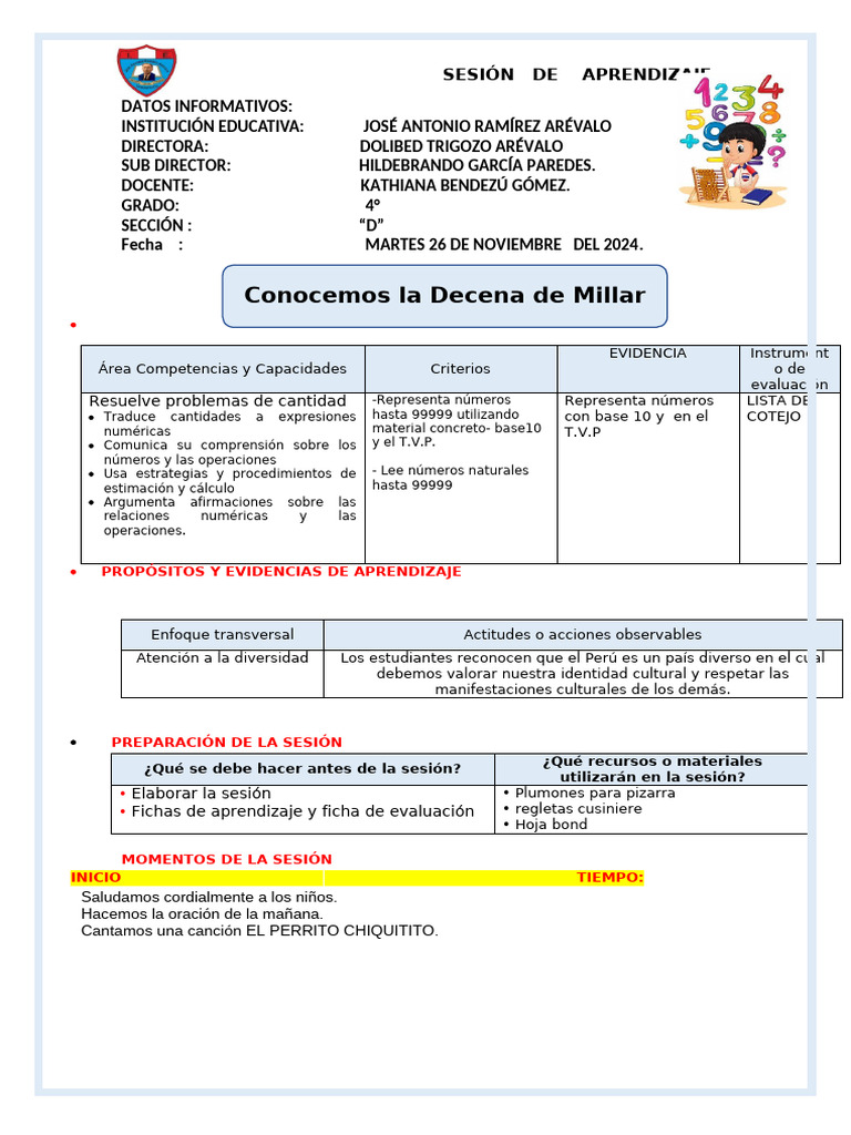 S MATE Conocemos La Decena de Millar | PDF | Evaluación | Aprendizaje