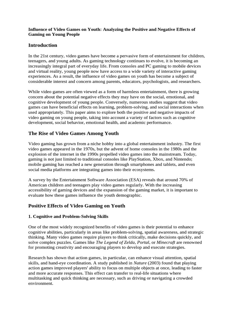 Effects of Video Games on Youth | PDF | Video Games | Aggression