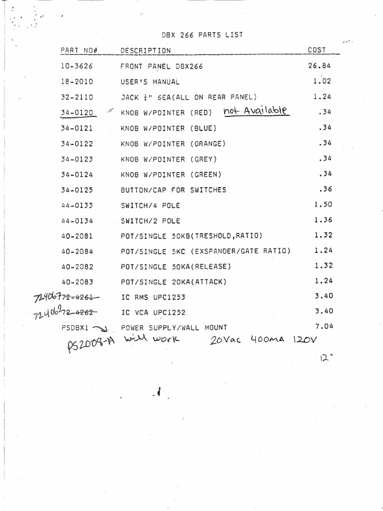 266 Parts List | PDF