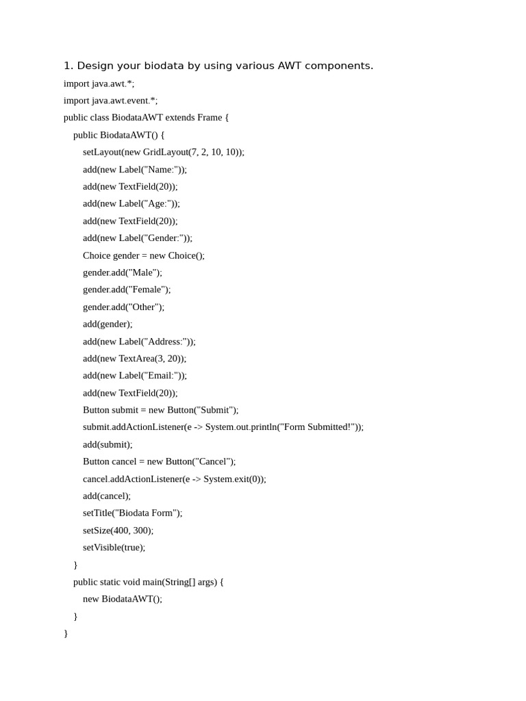AWT and Swing Java GUI Examples | PDF | Data Management Software | Software