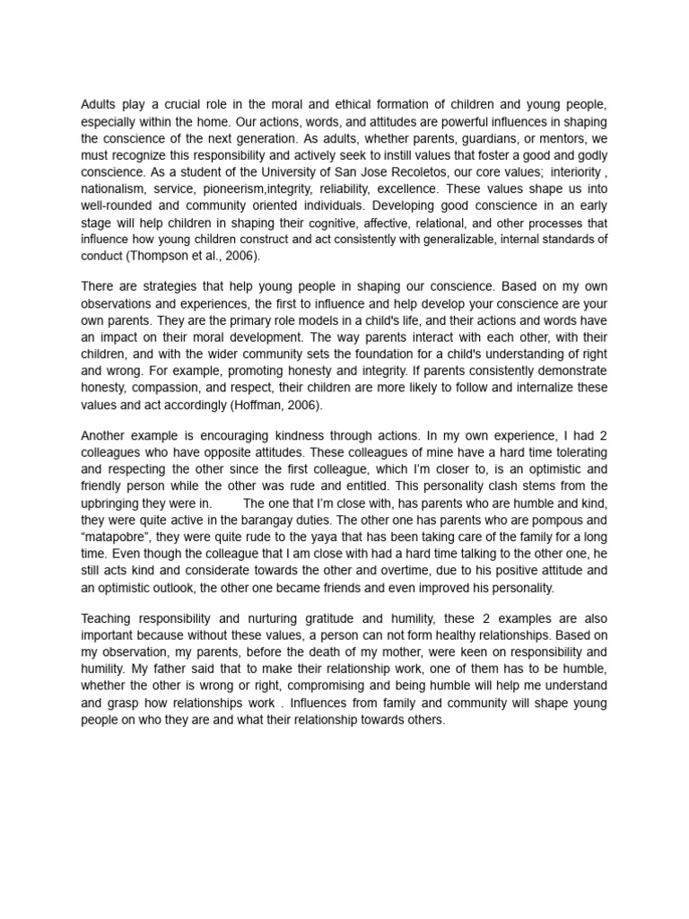 Adults Play A Crucial Role in The Moral and Ethical Formation of ...