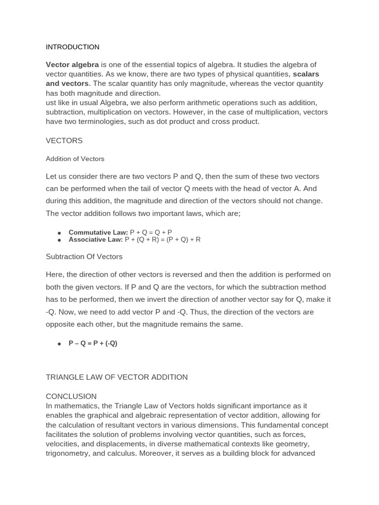 Understanding Vector Algebra Basics | PDF