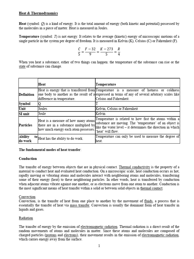Chapter 1 Heat And Thermodynamics Pdf Gases Heat