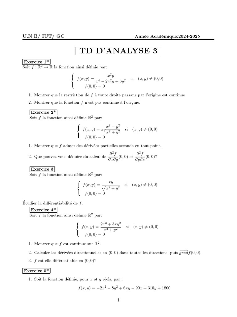 Analyse de fonctions à plusieurs variables | PDF | Mathématiques | Calcul
