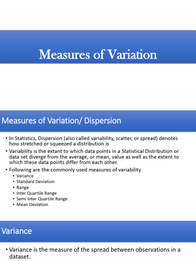 Understanding Measures of Variation | PDF | Variance | Mean