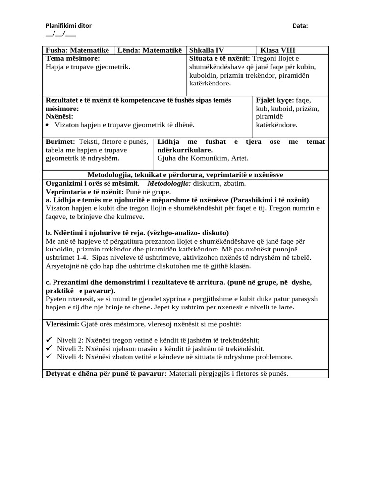 Ditaret Java e 8te Mat 8 | PDF