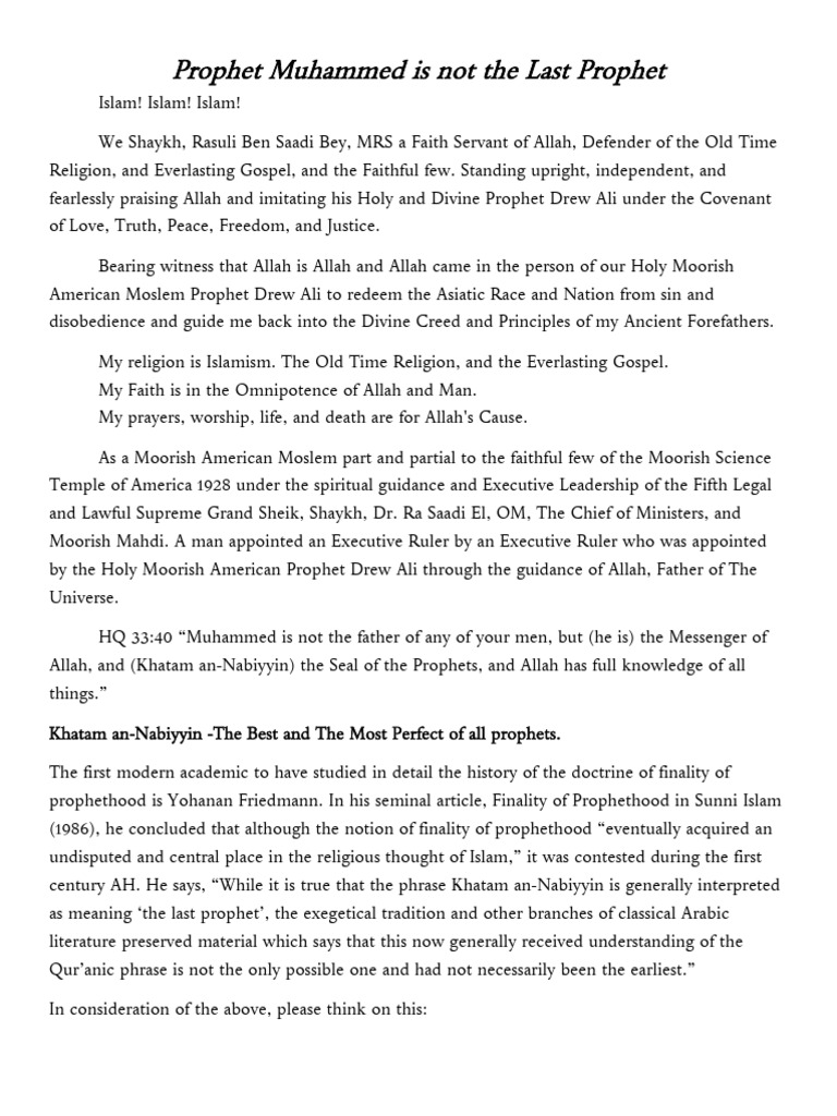 Prophet Muhammad and Finality of Prophethood | PDF | Prophets And ...