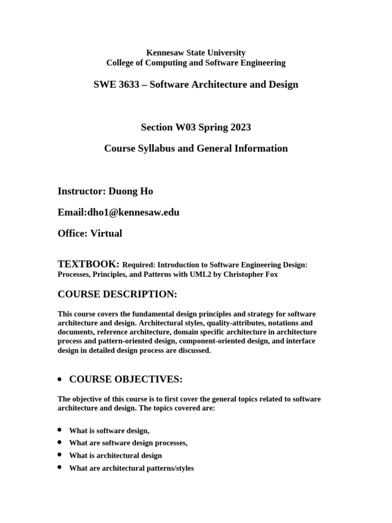 Syllabus | PDF | Use Case | Software Architecture