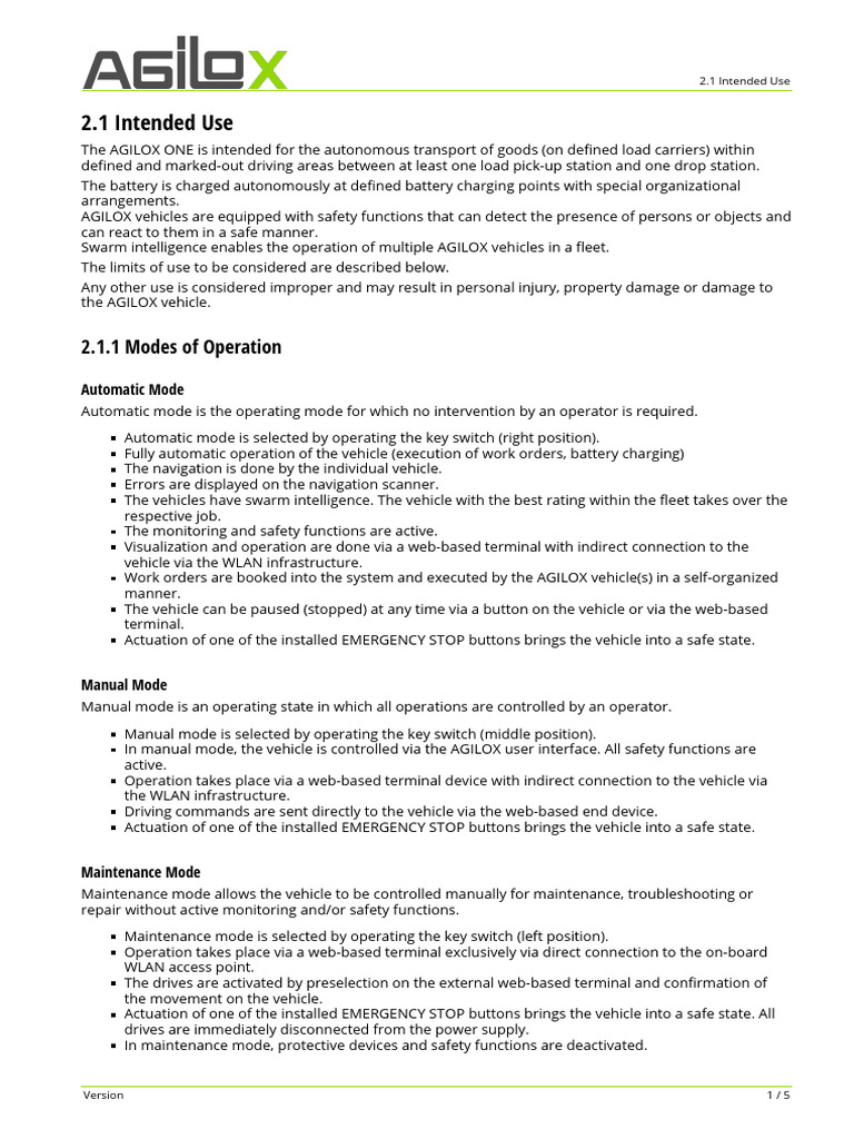 2.1 Intended Use Safety | PDF | Vehicles | Switch