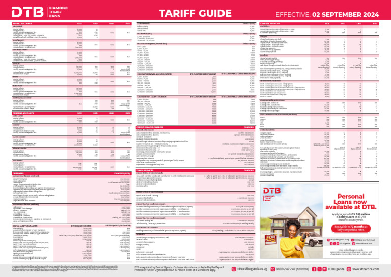 Tariff Guide for Savings Accounts | PDF | Credit Card | Cheque