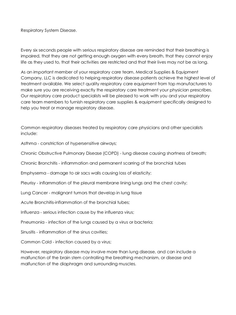 Respiratory System Disease | PDF | Common Cold | Chronic Obstructive ...
