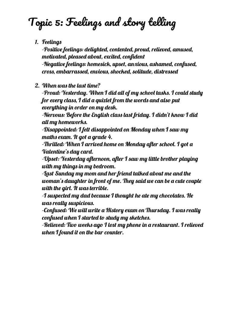 Topic 5 - Feeling+ Story Telling | PDF