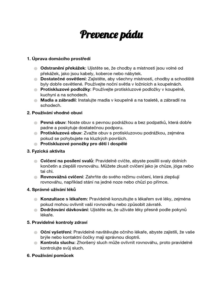 Edukace Prevence Pádu | PDF