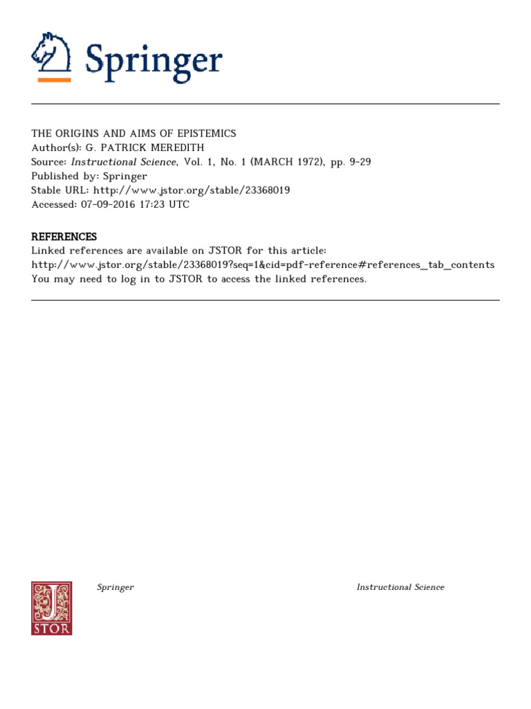 The Origins And Aims Of Epistemics Pdf Epistemology Matter