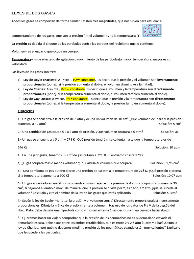 Leyes de los Gases: Boyle, Charles y Gay-Lussac | PDF | Gases | Presión