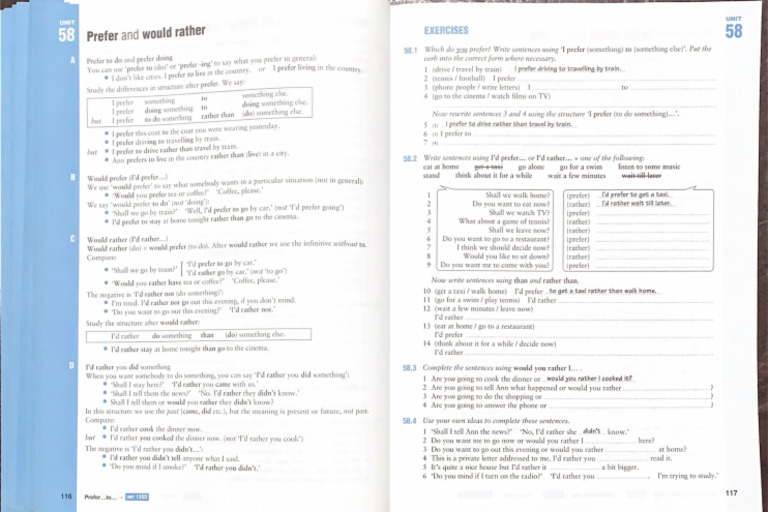 Exercises on Prefer and Would Rather | PDF